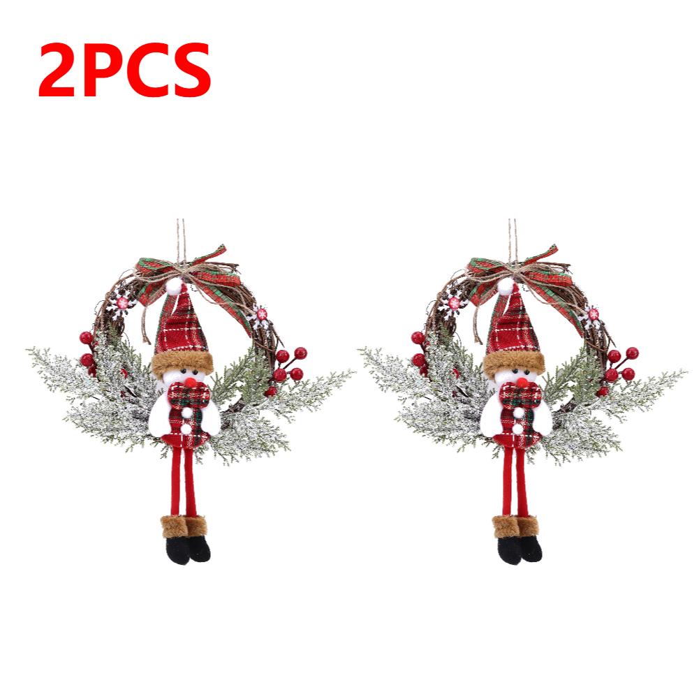 20cm Christmas Santa Berry Snowman Hanging Garland Front Door Window Artificial Wreath Xmas Holiday Art Wreath Wall Decoration