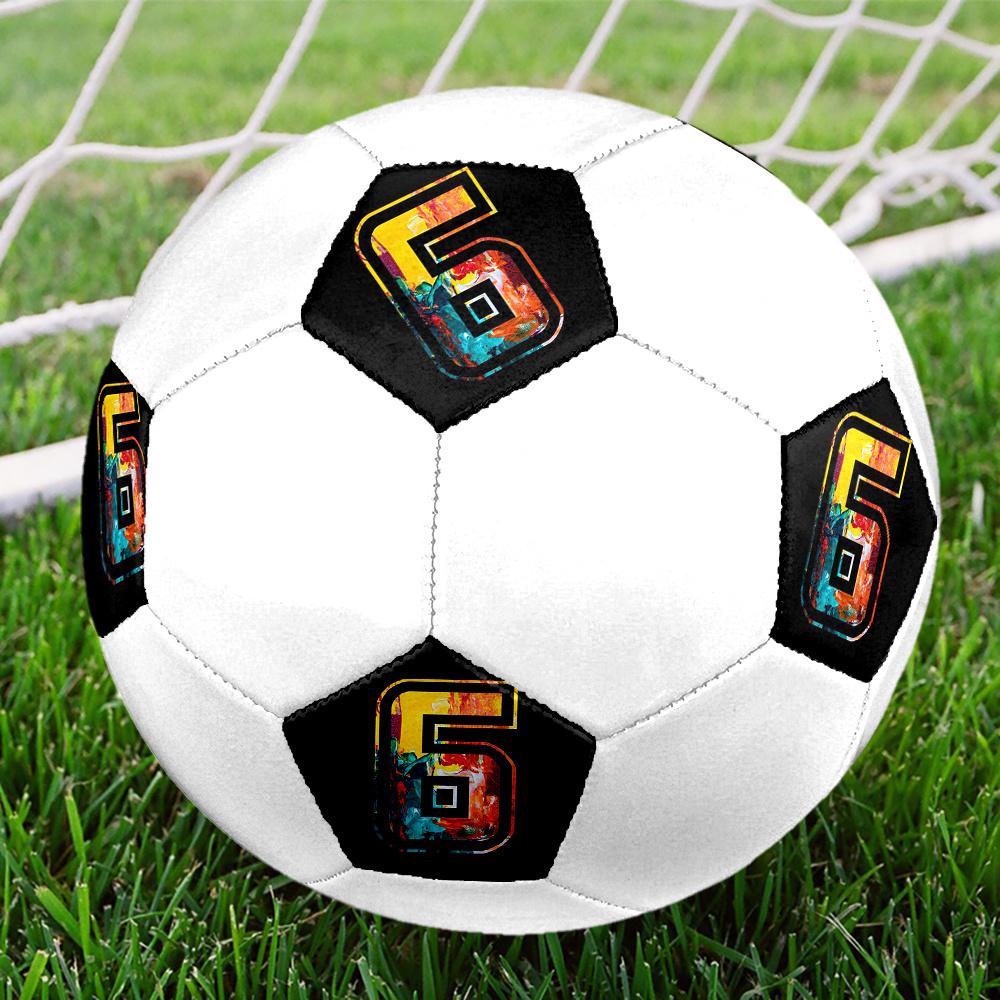1pc Colorful Number Six Soccer Ball Size 5 Football Machine Sewn Indoor/Outdoor Universal Football Q20