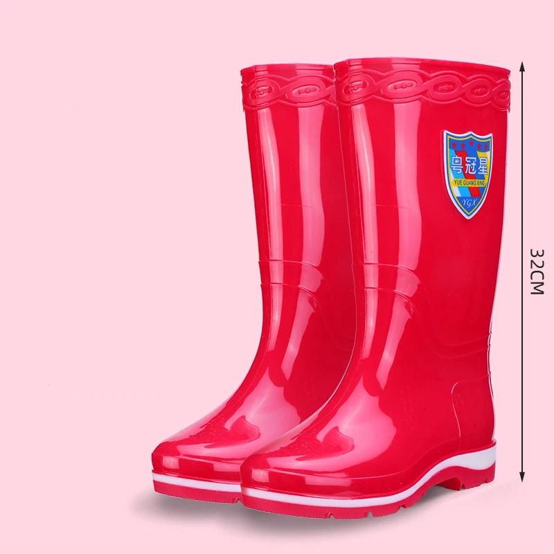 Damen Outdoor Rutschfest Und Wasserdicht Hoher Schaft Dicksohlige Regenstiefel 38 rot