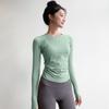 Women's Yoga Fitness Clothing Long Sleeve round Neck Tight Top Quick Dry Running Sportswear Pilates Training Gym Suit