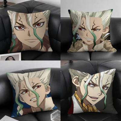 1pc Anime Dr. Stone Pillow Case Fashion Square Pillowcase Bedroom Sofa Room Ins Decoration Leisure