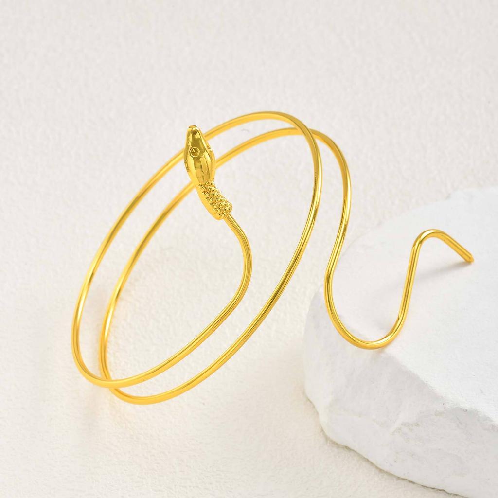 Vnox Snake Spiral  Arm Bracelet For Women, Simple Stainless Steel Cuff Armband, Fashion Armlet Jewelry Wholesale
