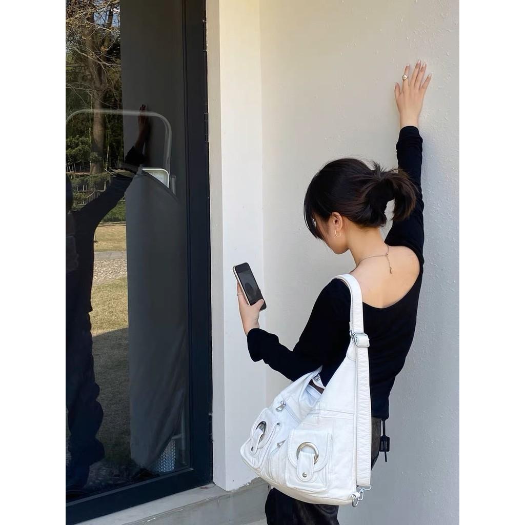 

IELGY Korean version, simple and versatile single shoulder oblique span bag, large-capacity student double shoulder travel bag for class commuting белый