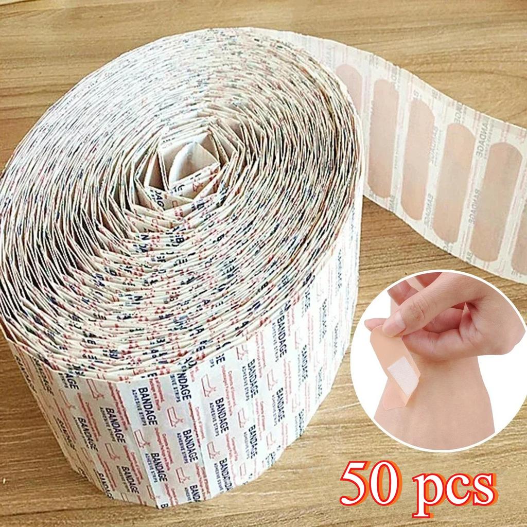 50/100Pcs Waterproof Breathable Cushion Adhesive Plaster Wound Hemostasis Sticker Band First Aid Medical Gauze Bandage Band,aids