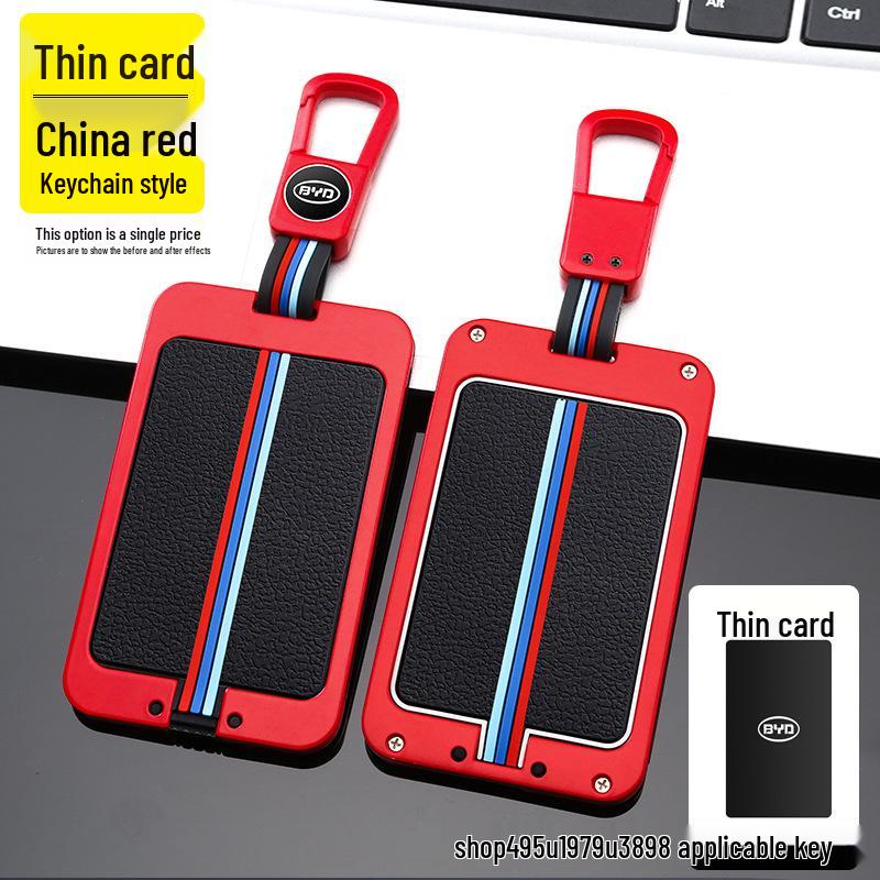 BYD Autoschlüsselhülle für Song Pro, Han DM und Qin - Hochwertige Metallschnalle mit Kohlefaser-Muster