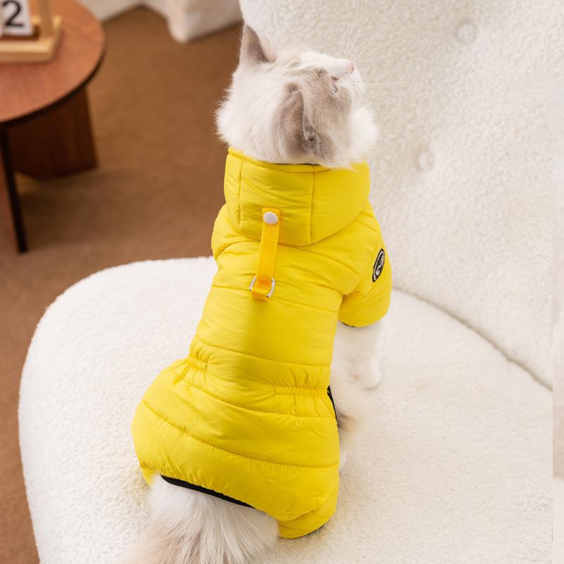 Cat clothes are warm infour-legged clothes ar adult cats and kittens, anti-break-free, traceable cotton-padded clothes, pet autumn and winter clothing