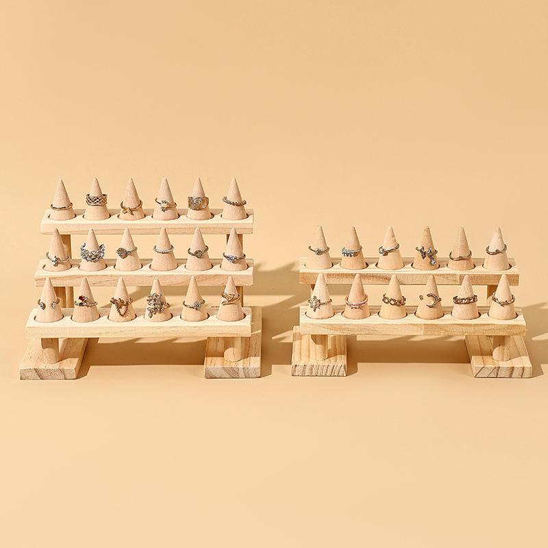 Suport de afișare a inelelor conice din lemn, suport de afișare a bijuteriilor, tavă de depozitare a inelelor pentru vitrină, pentru prezentarea tejghelei, bază din lemn, decor pentru magazin