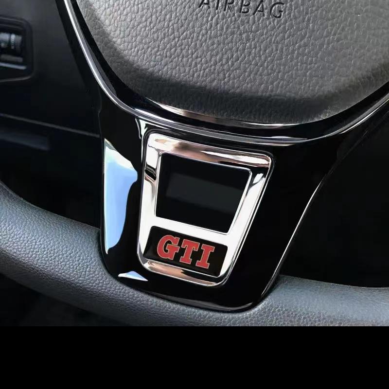 For VW 1pcs ABS Rline Logo Steering Wheel Badge Emblem Decorative Stickers For Volkswagen R Golf 5 6 MK7 Passat TROC GTI Tigua