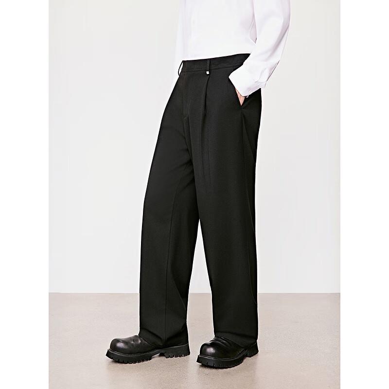 GXG Men's Wide-Leg Brushed Single-Pleat Casual Trousers
