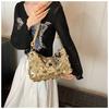 1pc Golden Sequin Crescent Shaped PVC Shoulder Bag For Women
