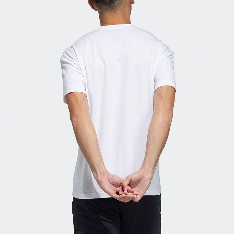 Adidas Graphic Print Logo Sport Loose Short Sleeve T-Shirt Men Tops White GP0839