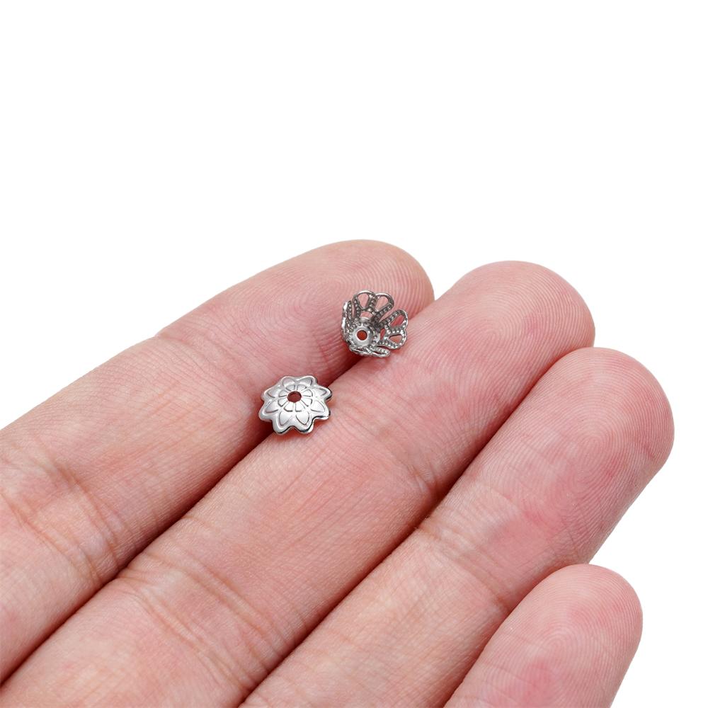 20/50Pcs/Pack Stainless Steel Flower Tree Leaf Round Beads Caps For Handmade DIY Jewelry Making Bracelet Necklace Accessories
