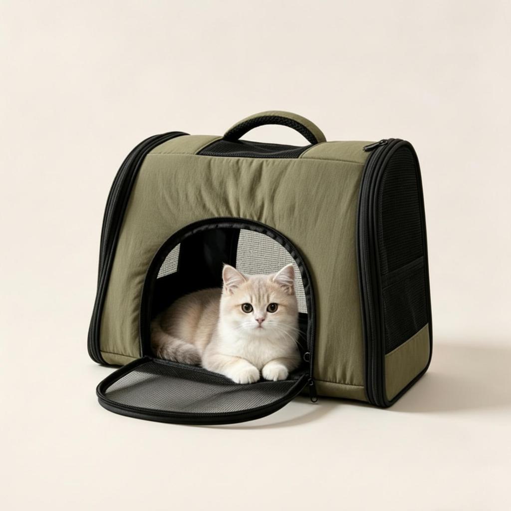 Cat Carrier Foldable Rectangular Pet Travel Bag Breathable for Everyday Outings
