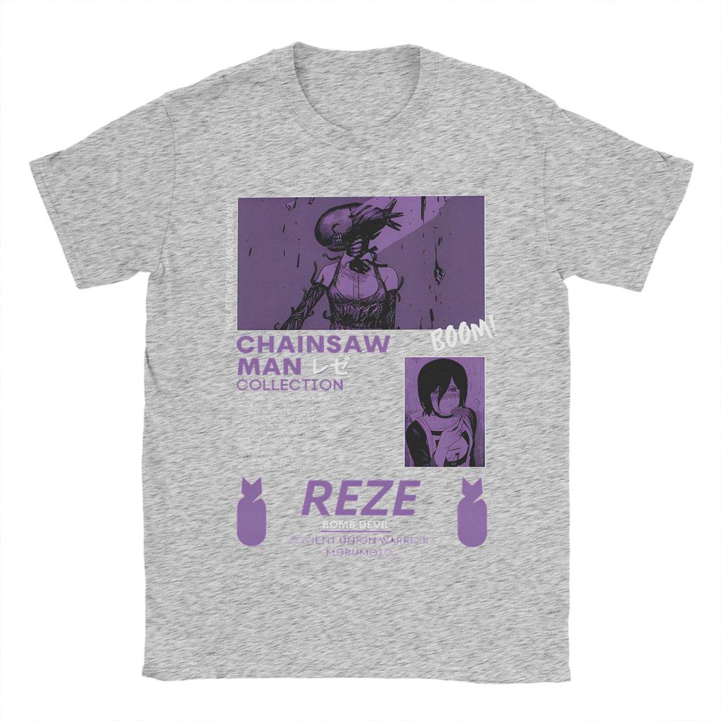 Chainsaw Man Reze T Shirts Men Women 100% Cotton Funny T-Shirt Round Collar Anime Movie Tee Shirt Short Sleeve Tops 4XL 5XL