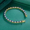 A Round 4mm Gold Zircon Buckle Tennis Copper Bracelet, Popular Fashion Design