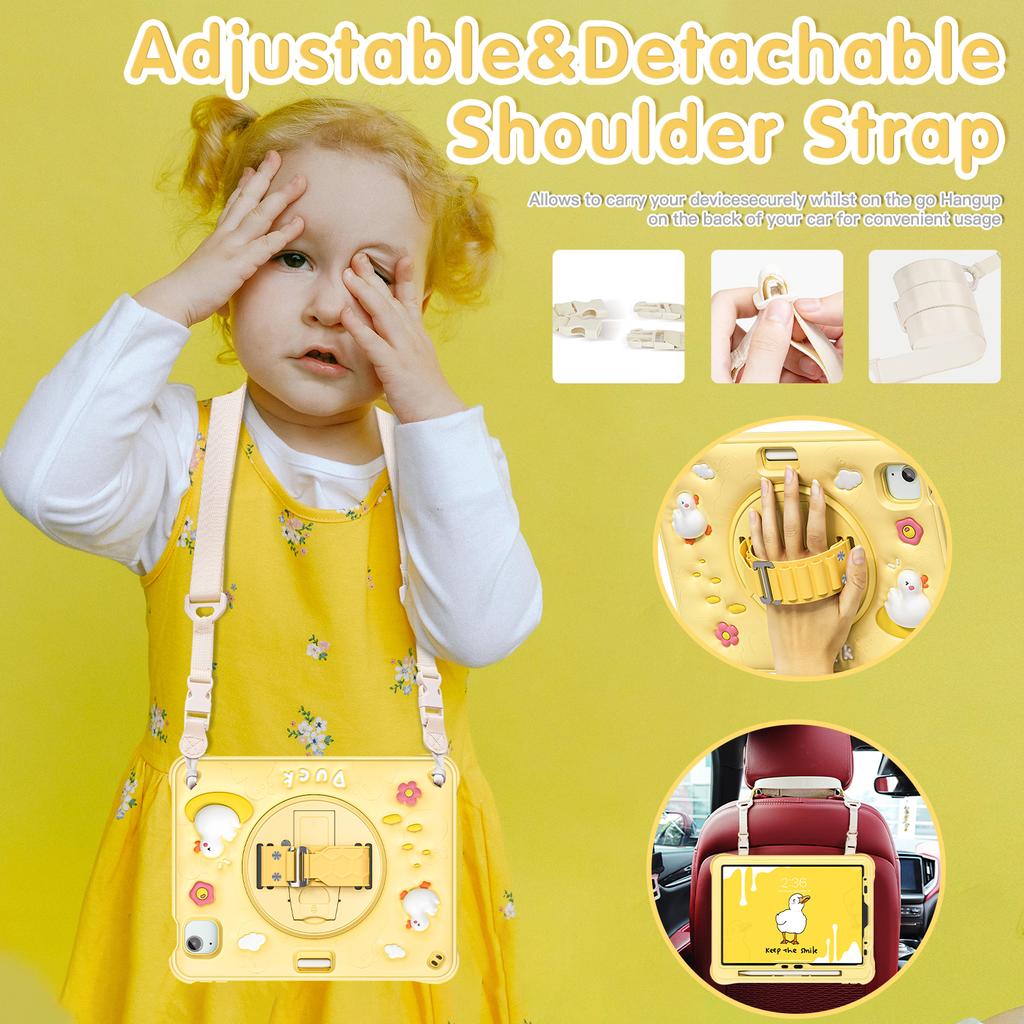 For iPad Air 11 (2025)/(2024)/Air (2022)/(2020)/Pro 11 (2022)/(2021)/(2020)/(2018) Case with Shoulder Strap Kickstand Cover