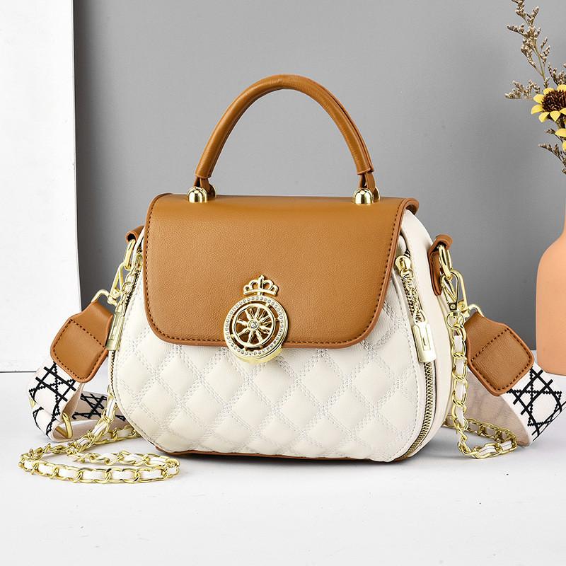 

Womens Minimalist Pu Crossbody Bag With Chain Strap And Inner Compartments For Urban Style белый