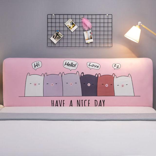 Cartoon Headboard Cover Dustproof All -Inclusive Stretch Print Bedside Cover Guest Room Bedside Backrest Decorative Protective