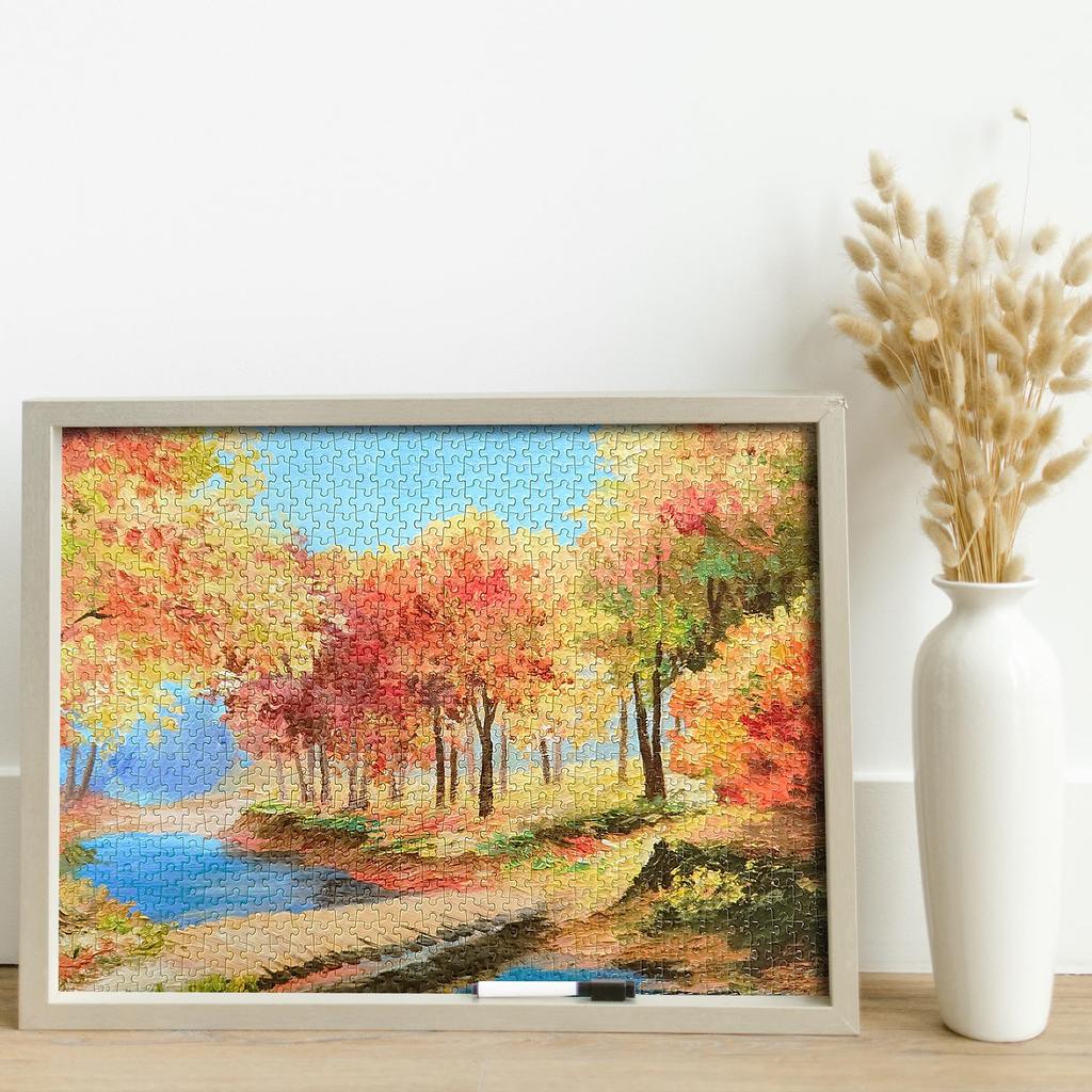 MISITU Jigsaw Puzzle Micro Piece 1000 Piece Puzzle Landscape Painting Nature Forest River Maple Gift Birthday Christmas Stylish Interior Autumn x 38