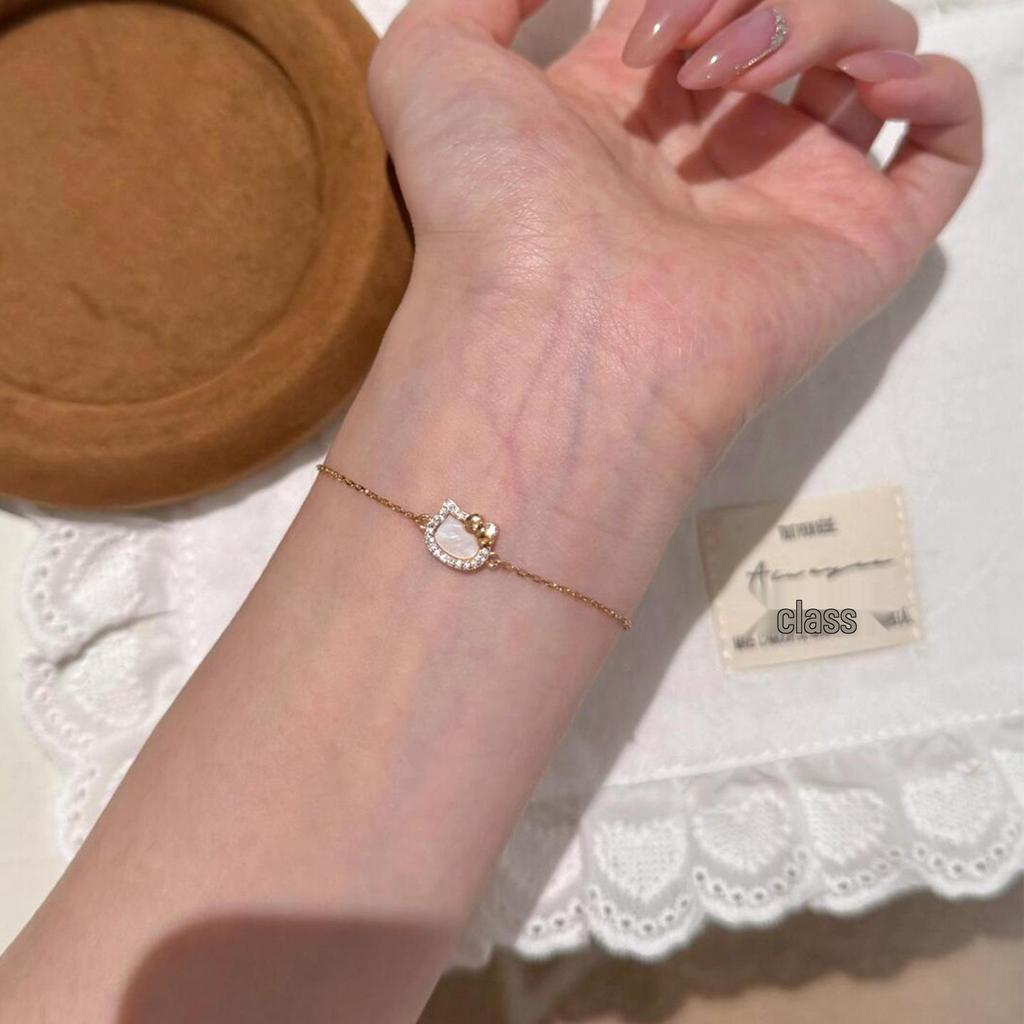 Seeking Light S925 Sterling Silver Cat Pendant Necklace with Sparkly Bow and Diamonds