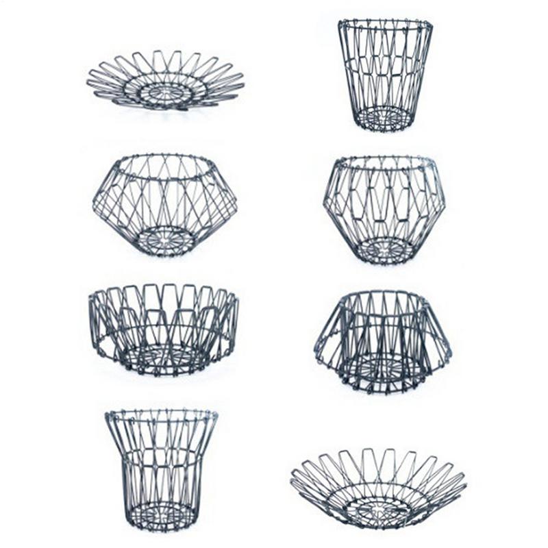 Deformable Fruit Basket Foldable Deformable Wire Drain Basket Vegetable Serving Drain Tray kitchen accessories