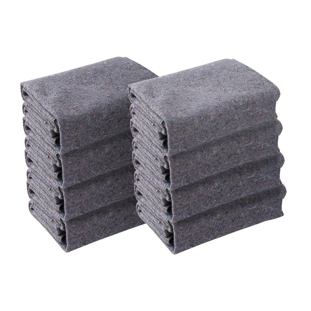 Moving Blankets, 72" x 54", 21 lbs/dz Weight, 12 Packs, Professional Recycled Cotton Packing Blanket, Large Heavy Duty Shipping Mover Pads Perfect for