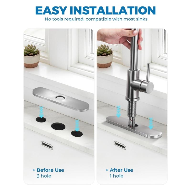 Upgrades 10,16 X 2,55 Inch Dekplaat Spoelbakgat Afdekplaat Staal Kraan Rozet voor 1 of 3 Gat Keuken en Badkamer Spoelbak Kraan Upgrades