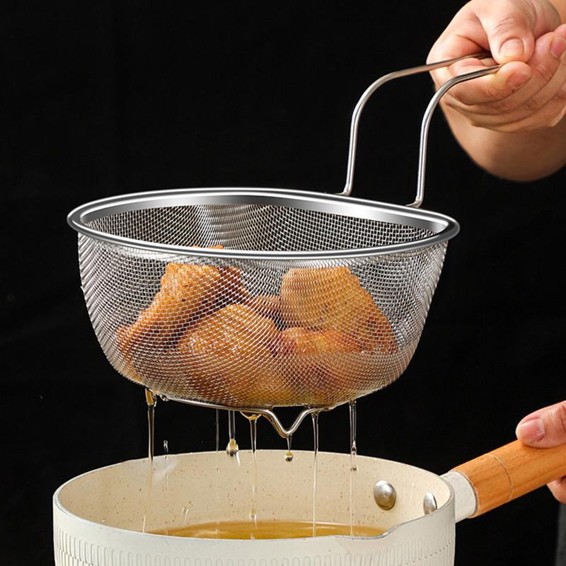 316 Stainless Steel Strainer Basket Colander Kitchen Flour Sifter Noodle Pasta Filter Versatile Cooking Tool Frying