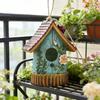 Garden Bird House Spacious Hole Hand-Painted Birdhouse Resin Waterproof Outdoor Hanging Birdhouse Sunproof for Bluebird Hummingbird Finch Cardinals