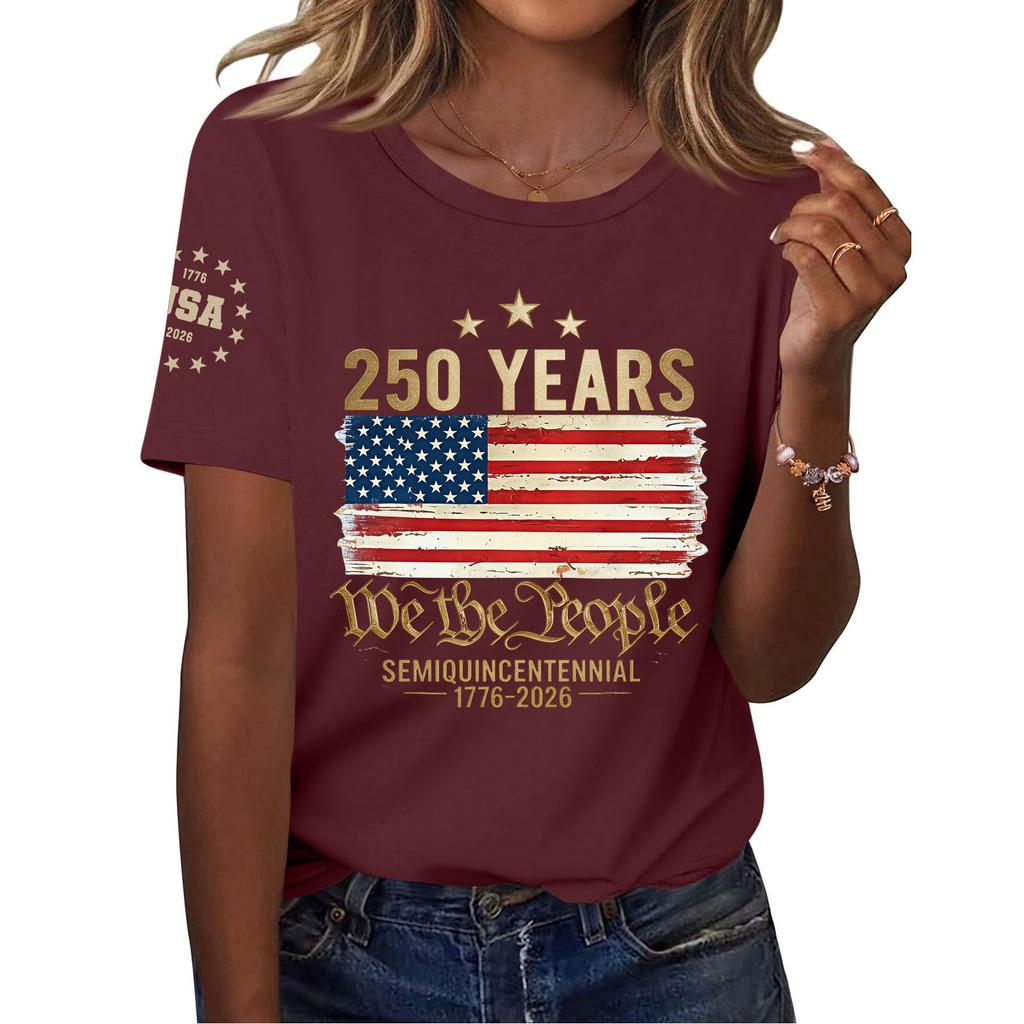 Women's Fashion Casual Printed Short Sleeve Round Neck Pullover Tops