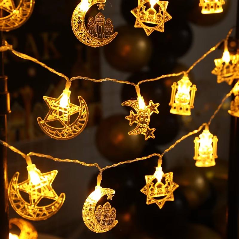 1.5M 10LED Eid Mubarak Star Moon Led String Light Ramadan Kareem Decoration for Home 2025 Islamic Muslim Festival Party Supplies