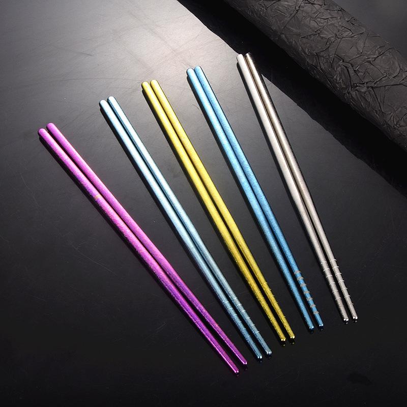 Color-Changing Titanium Crystal Chopsticks: Portable, Hollow, High-Temp Safe, Gift-Boxed for Outdoor & Home Use