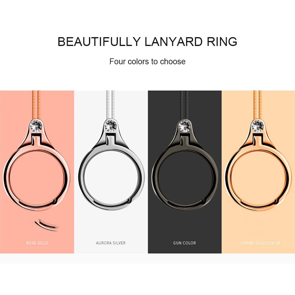 Universal 2 in 1 Cell Phone Holder and Lanyard Finger Ring Strap Band Metal Stand