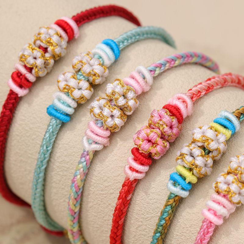 

Плетеный вручную восьмижильный ремень для переноски «Цветущий персик» Год судьбы Можно нанизывать бусины DIY Ручная вязка Красная веревка Можно носить золотые бусины на удачу No.9 Random 5