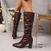 Fashion Knee-high 2025 New Long-thigh Boots for Women, Small Figure, Thick Heel, Skinny Boots, Wrinkled Slimming Knight Boots