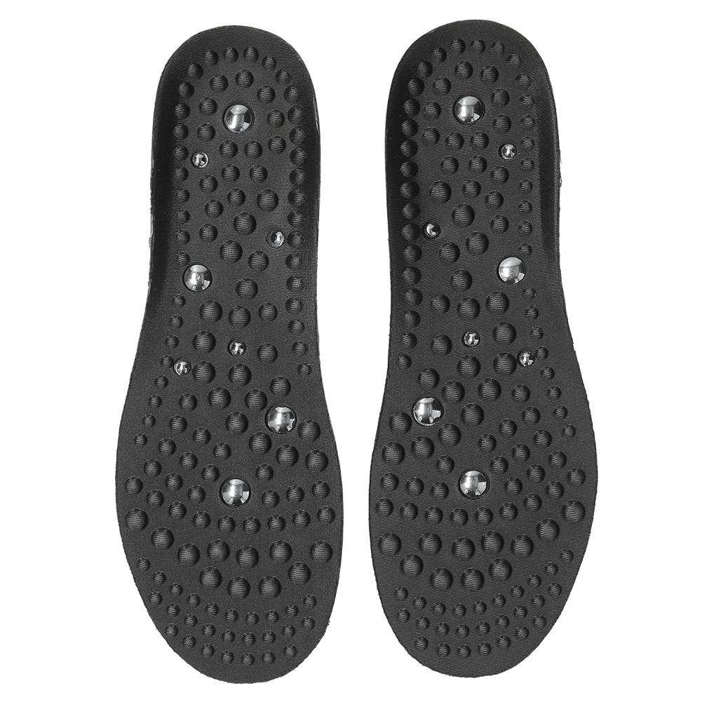 Foot Magnetic Therapy Massage Insoles Breathable Shoe Foot Pain Relief Massage Insoles(L 45‑47 Black)