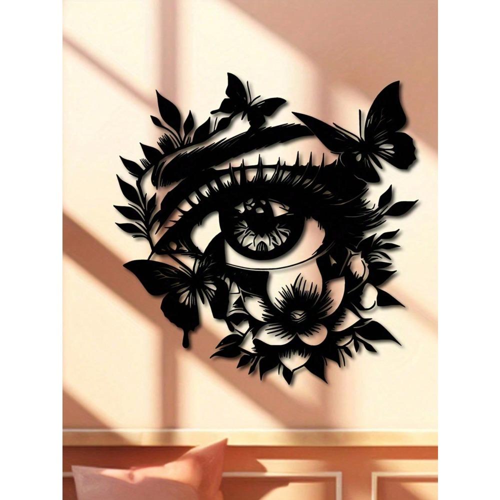 1 pezzo Fiore Occhio di Farfalla Arte da Parete in Metallo Decorazione Floreale Nera Artigianato Moderno per la Casa