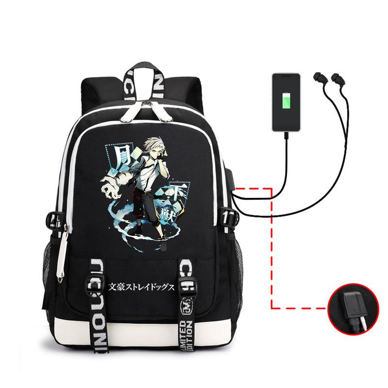 Anime Wenhao Wild Dog Men'S Backpack Usb Headset Backpack Student Outdoor Large Capacity Backpack