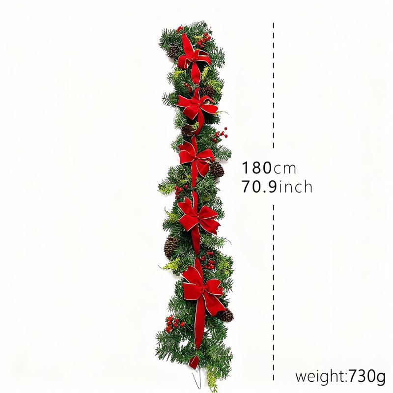 1.5m 1.8m Christmas Velvet Ribbon Wreath Garland Front Door Stair Railing Table Decor US Style Festive Home Decoration