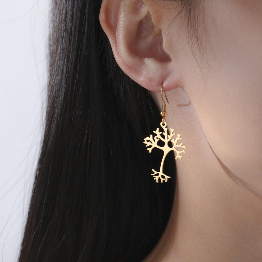 Science Biochemistry Neuron Earrings for Women Stainless Steel Tree of Life Drop Earrings Jewelry Gift 2026 Wholesale New