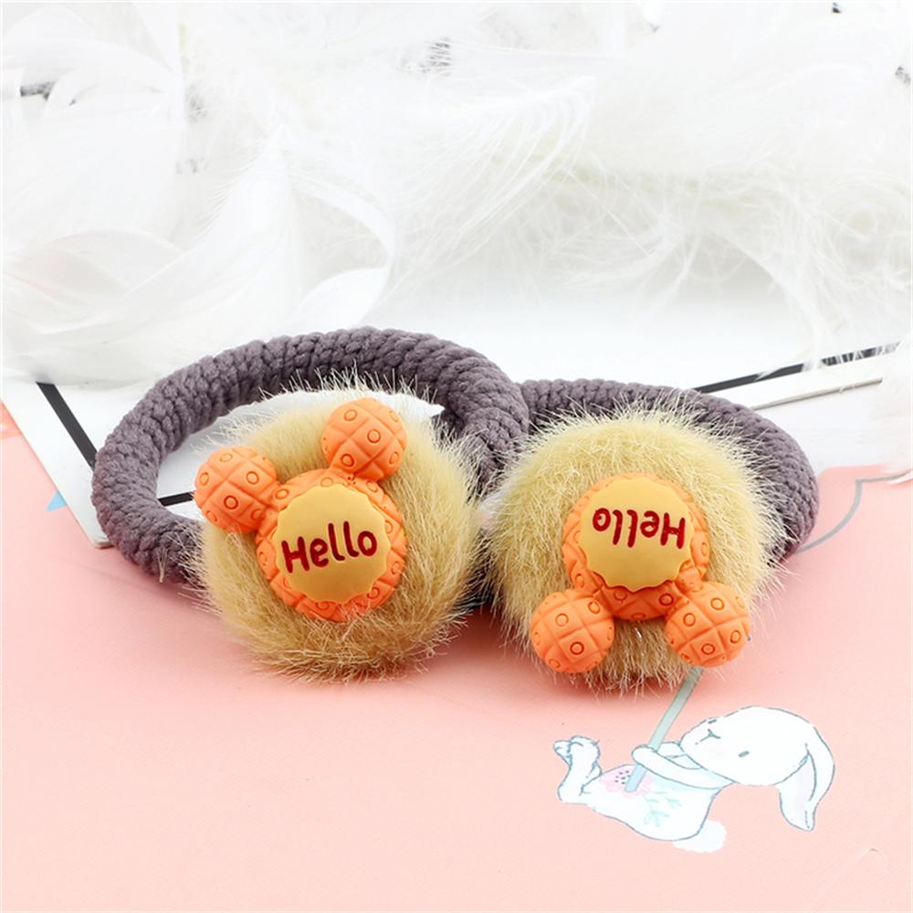 2PCS Sweet Colorful Hair Bands for Kids Girls Furry Fruits Bowknot Heart Winter Hair Ties Elastic Headband Hair Accessories Gift