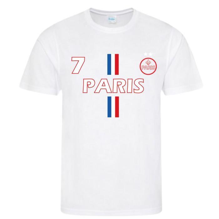 Ensemble Foot Enfant inspiré Paris 2 Étoiles - Maillot et Short - Édition Champions - Blanc