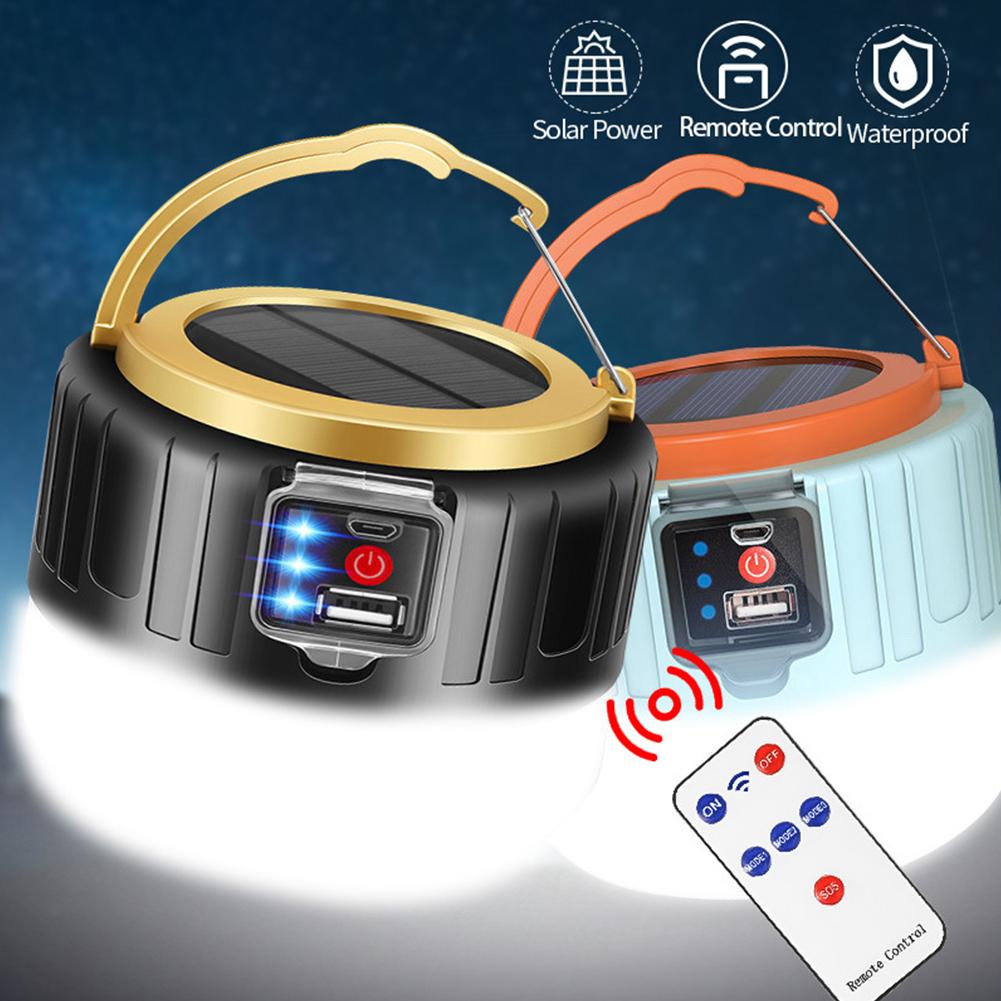 Solar LED Camping Light Double Battery Portable Emergency Light Market Lamp Camping High BBQ Power Night Outdoor Bulb Lante Z4G5