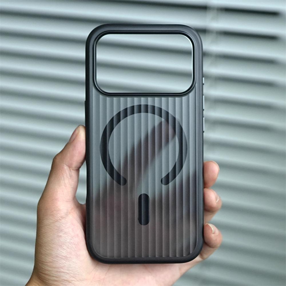 

Luxury Corrugated Stripe Translucent Bumper Case For iPhone 17 Pro Max 16 15 14 13 For Magsafe Wireless Charging Magnetic Cover For iPhone 16