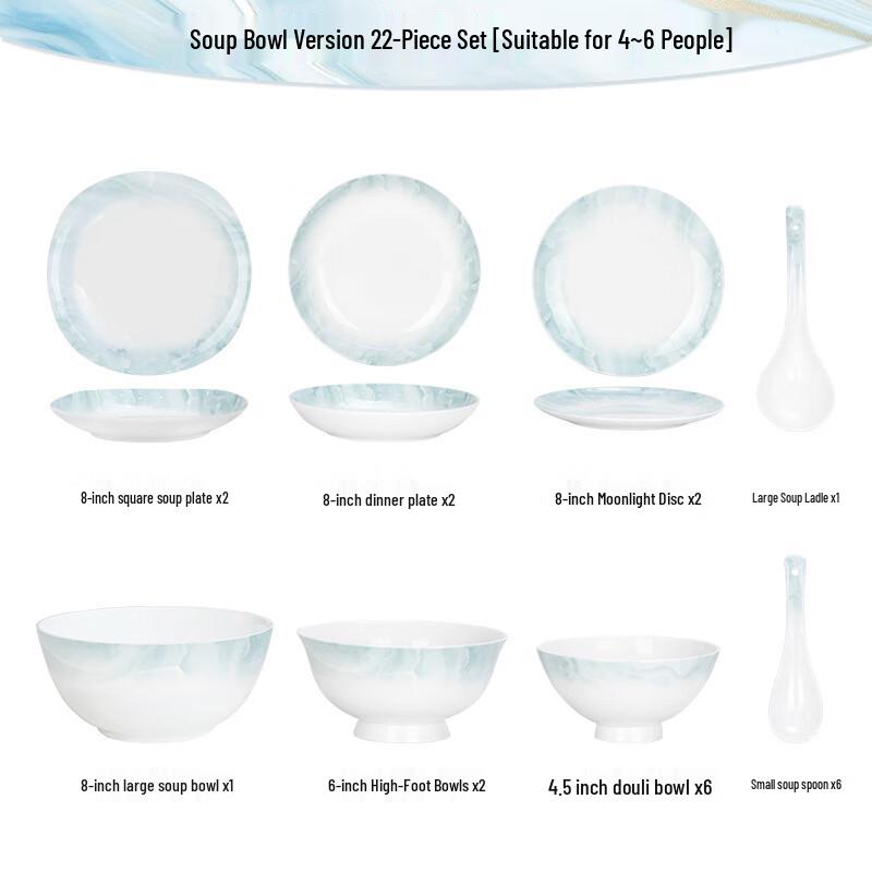 Underglaze Ceramic Dinnerware Set 22-piece set (no gift box)