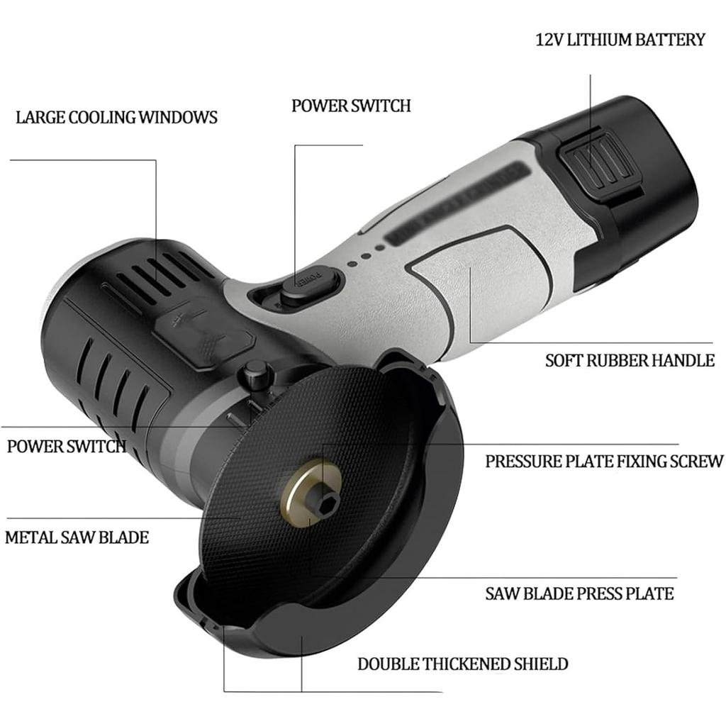 Mini Angle Grinder, 12V Multifunctional Cordless Angle Grinder Kit with Cutting Disc 2026 Grinder Tool Handheld Cutter for Stone