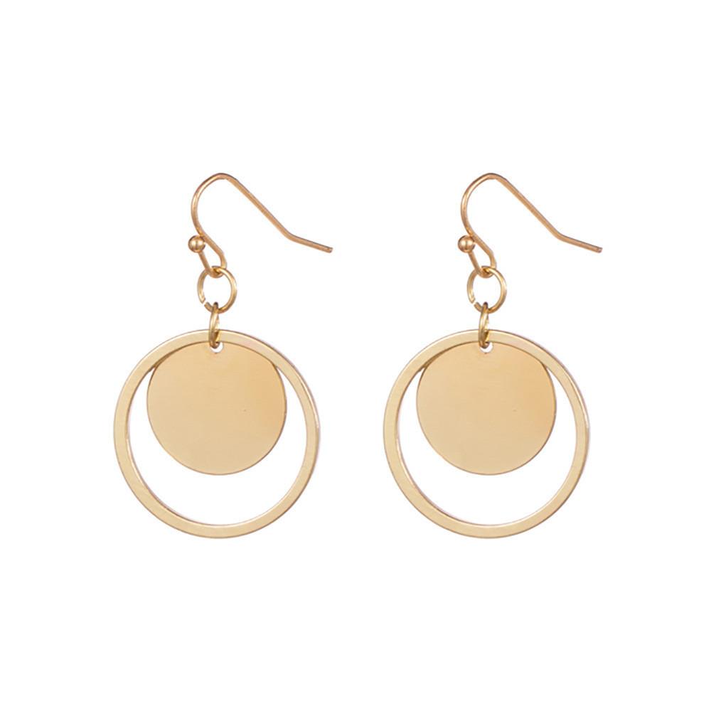 Trendy Stylish Simple Alloy Geometric Circle Hoop Earrings For Women 2022 Summer