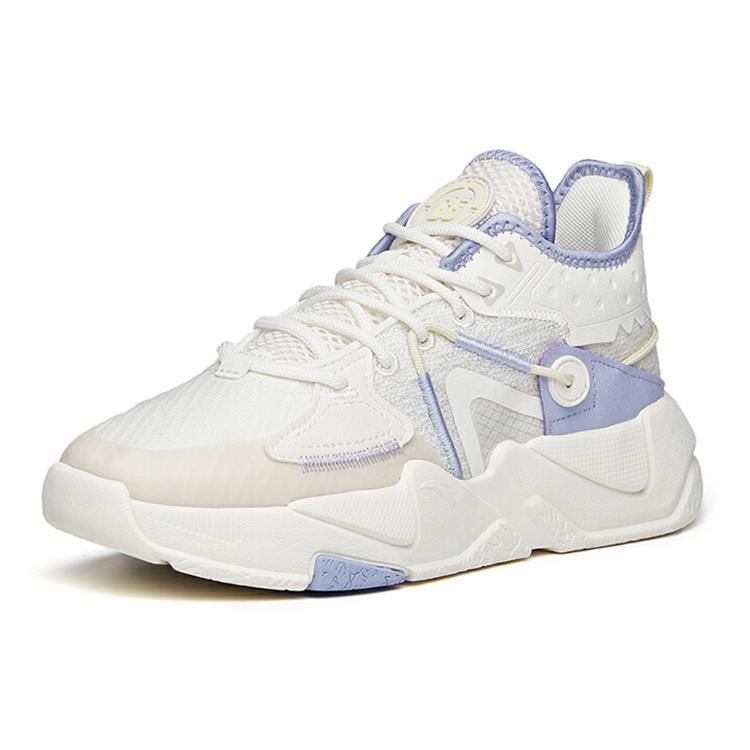 Anta Life Collection Casual Abrasion Resistant Slip Resistant Low top Skateboard Shoes Women's Purple White 122138084-2