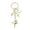 Elegant Cutout Four Pointed Star and Moon Keychain Pendant Durable Alloy Lightweight for Women Gift Bag Charm Accessory