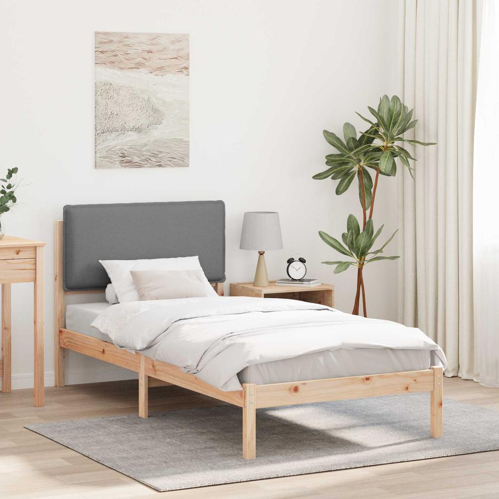 Bed Frame with Padded Headboard Light Grey 80 x 200 cm